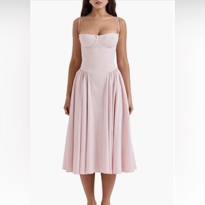 House of CB Samaria Corset Fit & Flare Dress in Pink Salt